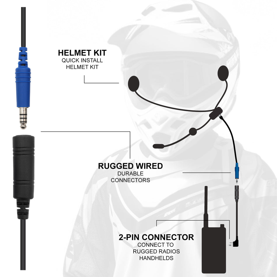 ENDURO Moto Kit - Incluye kit de casco y cable de arnés compacto