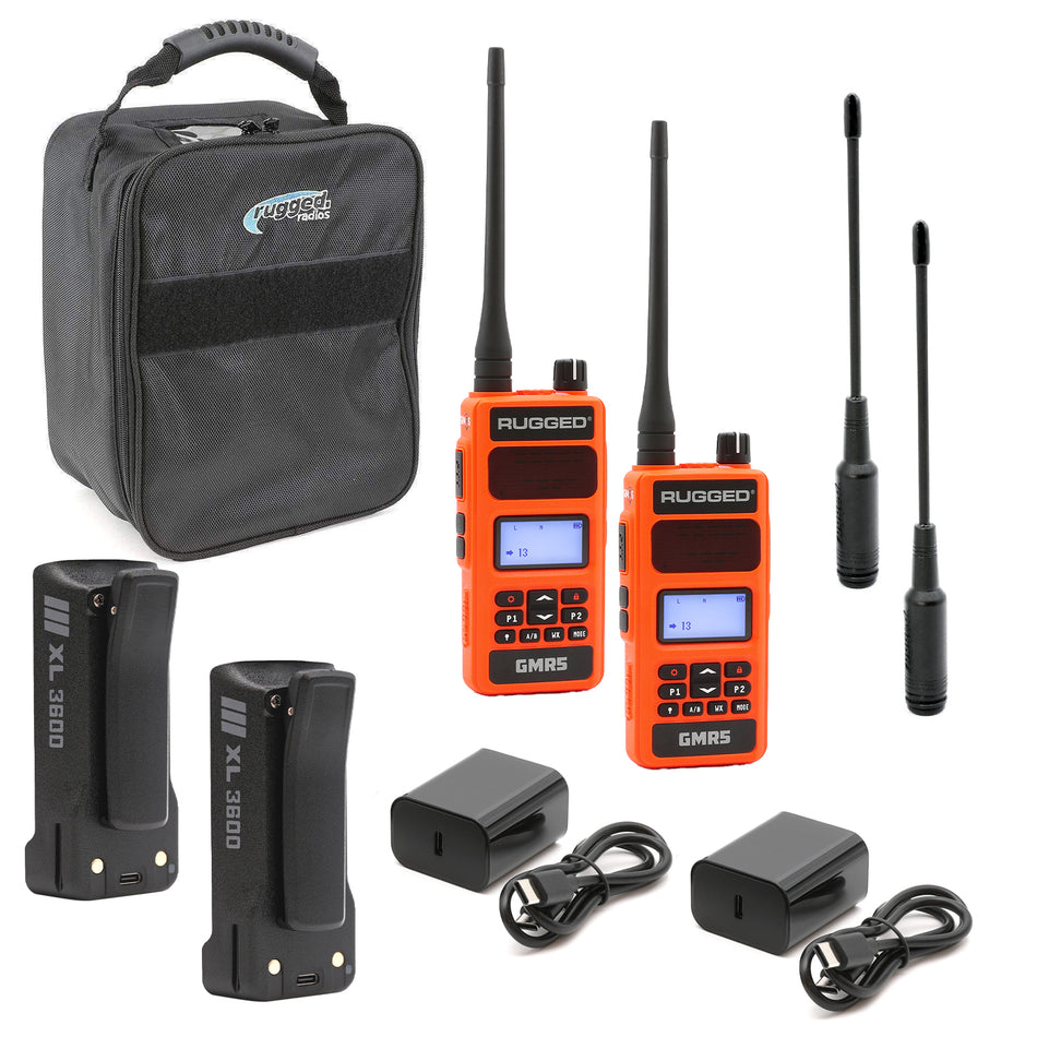 Adventure Pack - Rugged GMR5 - GMRS and FRS Two Way Handheld Radios with Accessories