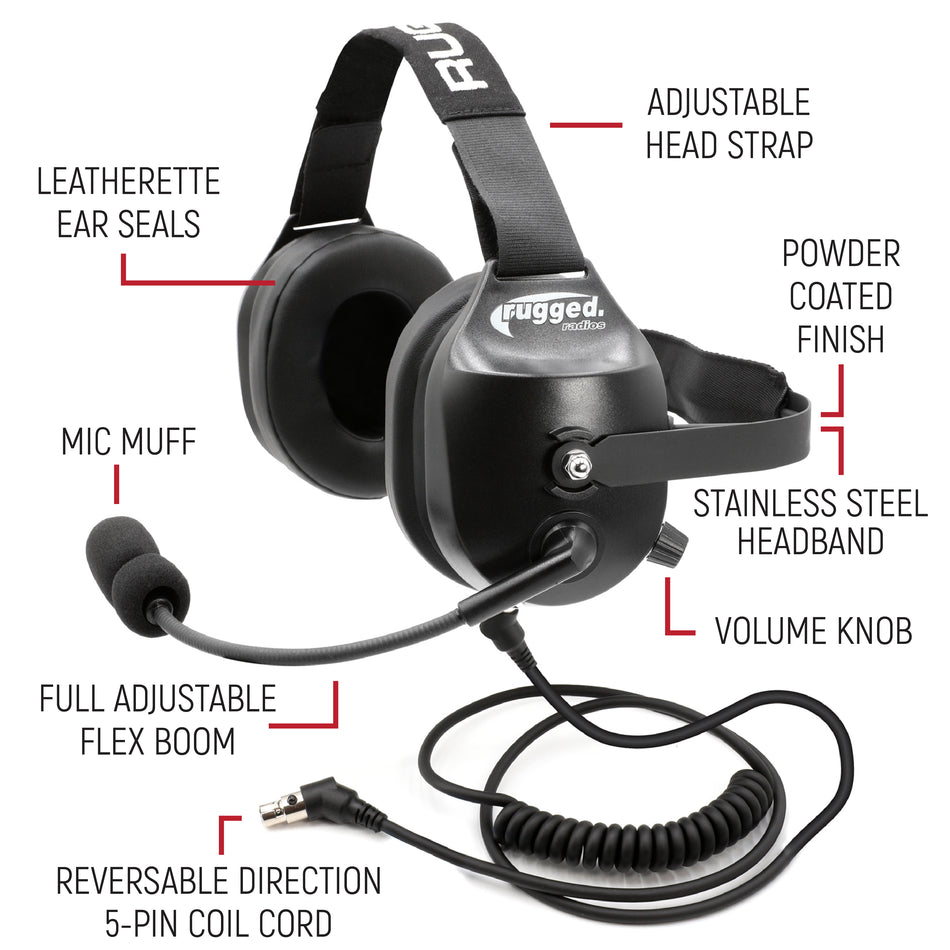 Headset for STEREO & OFFROAD Intercoms - Model H52 Behind the Head - SAMPLE EDITION