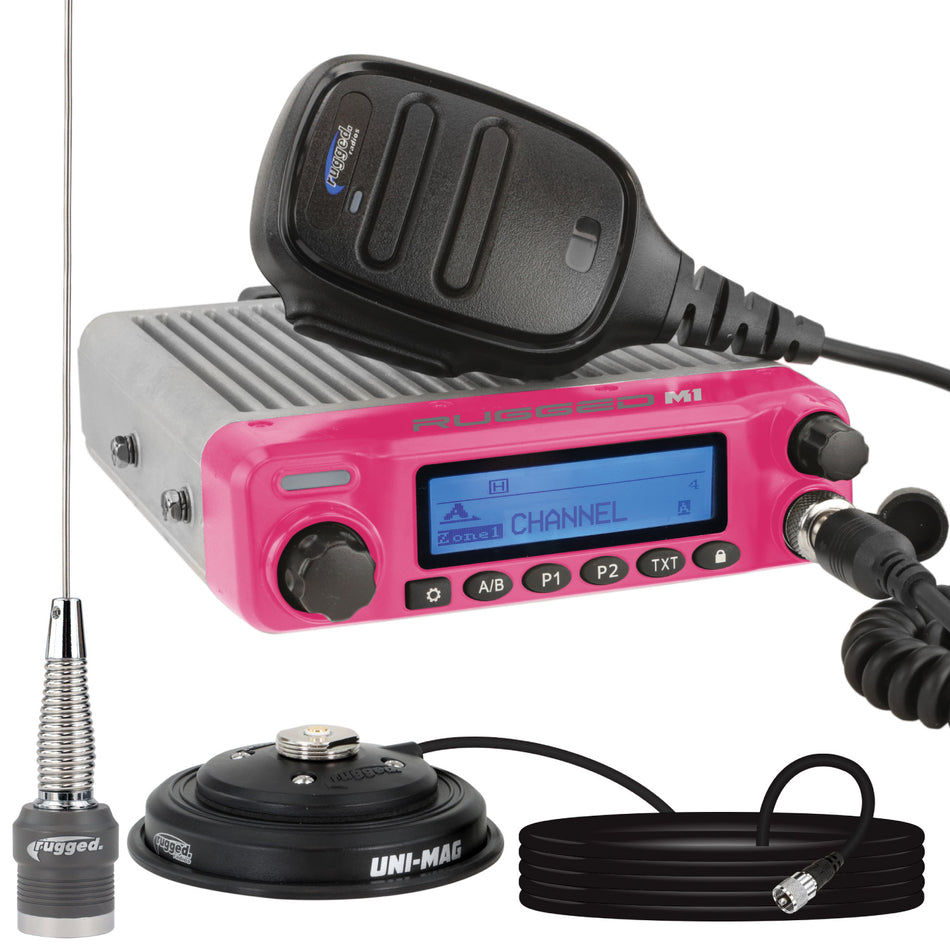 Kit de radio • Rosa Resistente M1 RACE SERIES Radio móvil resistente al agua con antena • Digital y analógica 