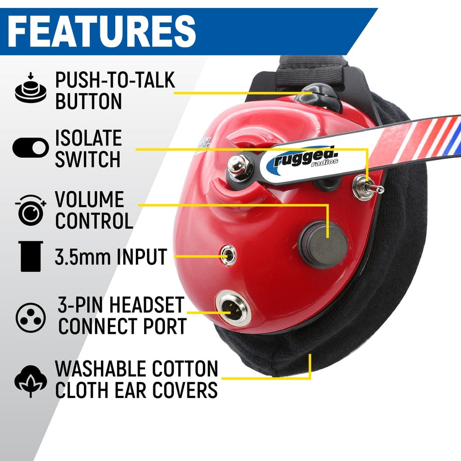H80 Track Talk Linkable Intercom Headsets - NASCAR or Circle Track - Demo - Clearance
