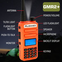 Load image into Gallery viewer, 2 PACK - Rugged GMR2 PLUS GMRS and FRS Two Way Handheld Radios - Safety Orange