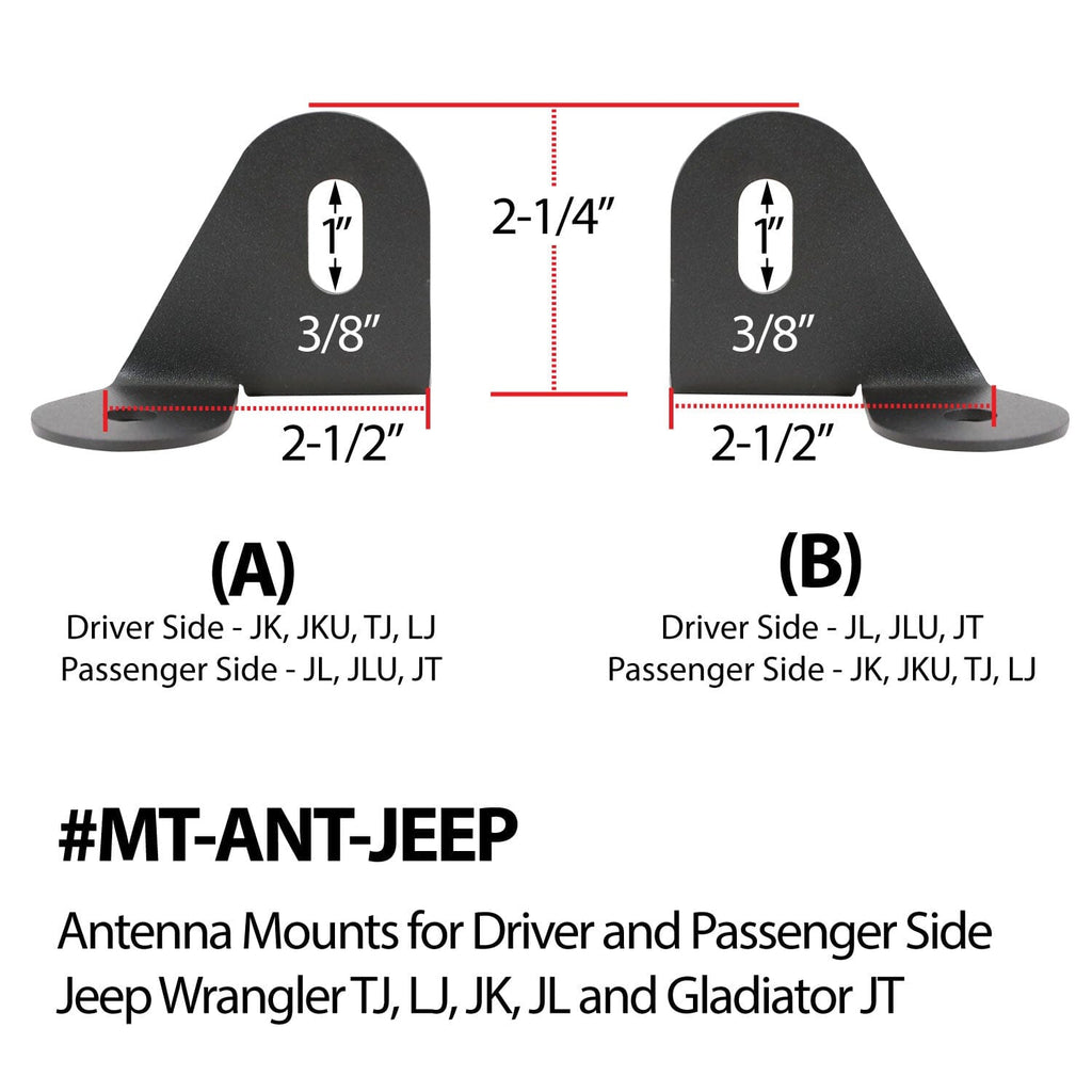 Antenna Mount for Jeep Wrangler TJ, LJ, JK, JL and Gladiator JT