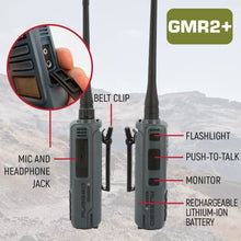 Load image into Gallery viewer, BUNDLE - Rugged GMR2 GMRS and FRS Two Way Handheld Radio with Hand Mic