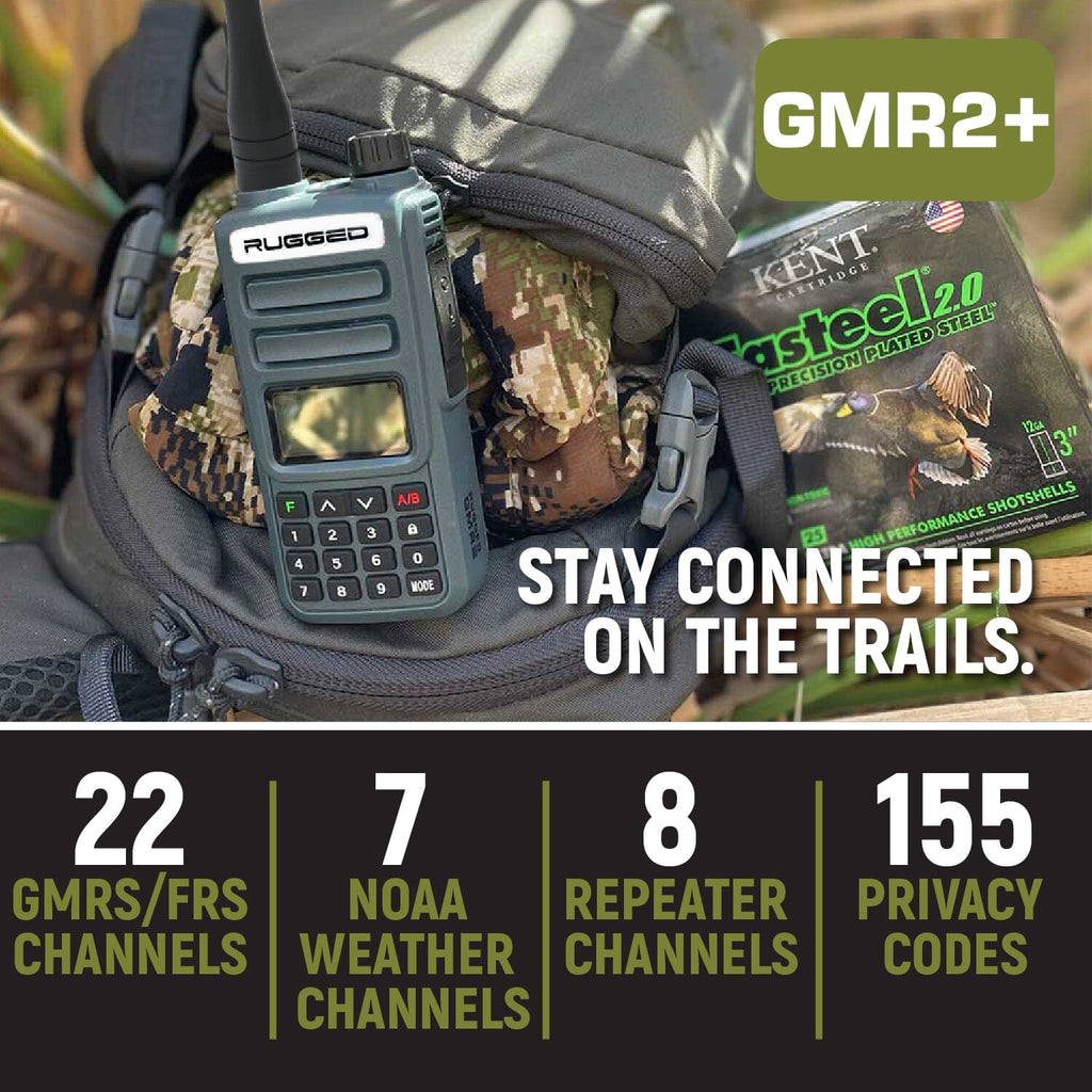 Rugged GMR2 PLUS GMRS and FRS Two Way Handheld Radio - Grey