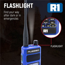Load image into Gallery viewer, R1 handheld radio with buit-in LED flashlight helps find your way in the dark