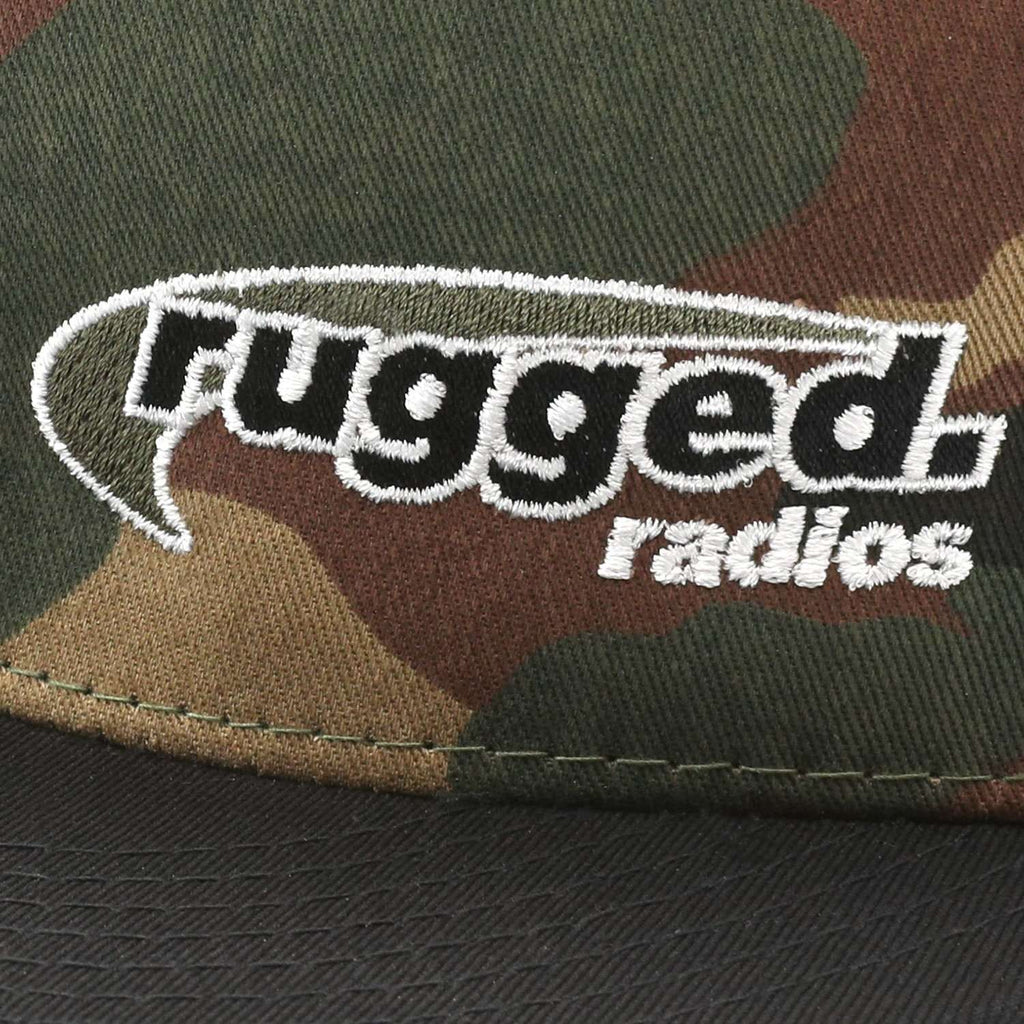 Rugged Radios Flat Bill Snapback Hat (Black / Camo)
